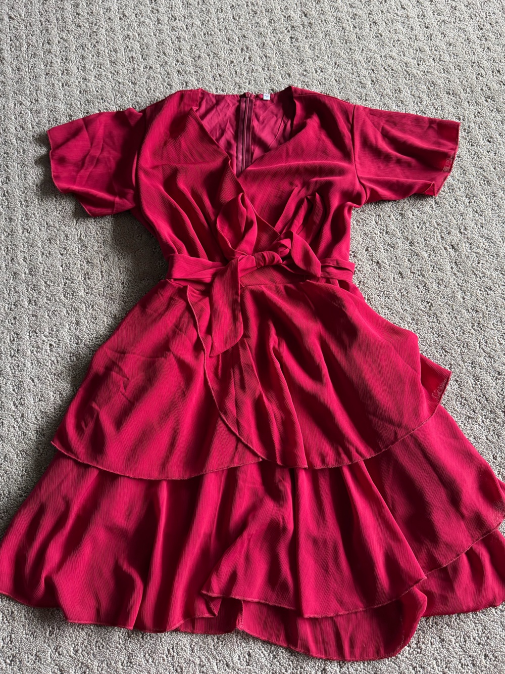 Women’s Red Tie-Front Ruffle Dress